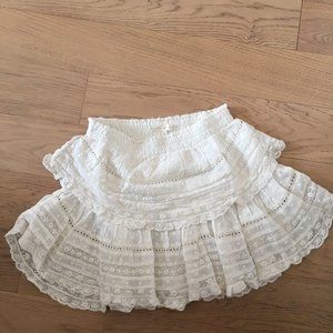 LOVESHACKFANCY WHITE RUFFLE MINI SKIRT NWT